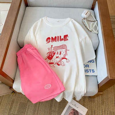 纯棉大码运动服套装女夏季两件套