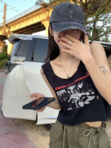 纯棉吊带运动坎背心内搭无袖t恤女夏季设计感小众外穿短款上衣