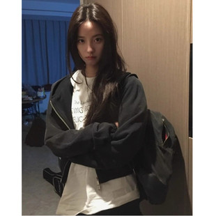 短款开衫卫衣外套女2025秋冬季小个子韩系慵懒风连帽加绒加厚上衣