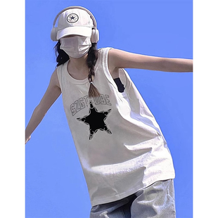 t恤女2025夏外穿高级感宽松篮球服上衣 纯棉吊带运动坎肩背心无袖