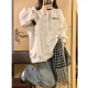 无帽圆领套头卫衣女2026新款 小个子宽松韩系慵懒风加绒上衣 春秋季