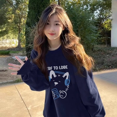 无帽卫衣女秋冬季宽松韩系慵懒风