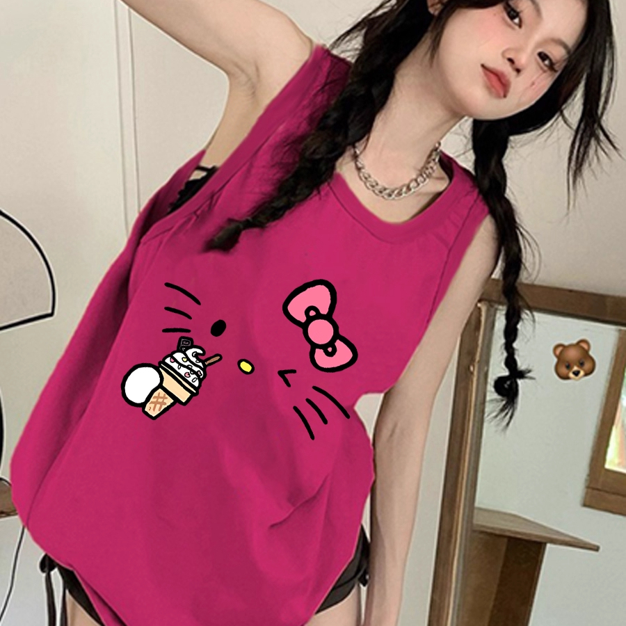 纯棉吊带坎肩背心无袖t恤女夏季外穿中长款高级感宽松慵懒风上衣