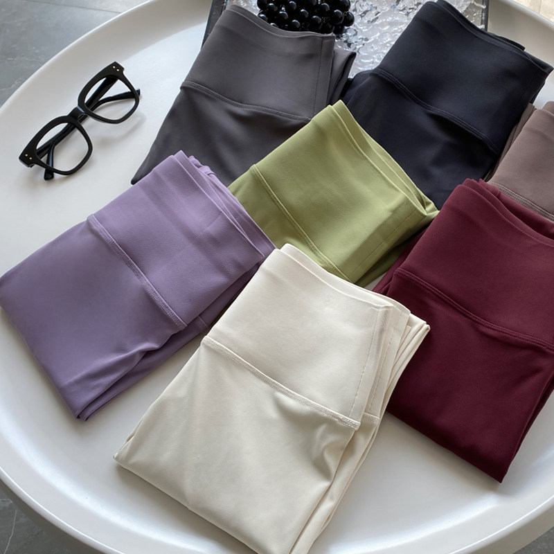 紫色瑜伽健身速干透气轻薄夏季鲨鱼裤女高腰收腹无尬小脚瘦腿打底