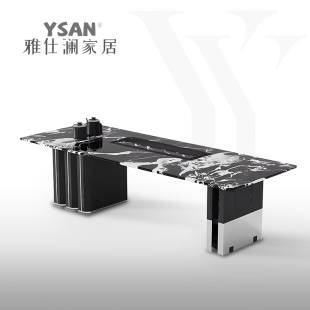 轻奢意式 雅仕澜 高端进口天然奢石大理石茶台别墅高级感客厅茶桌