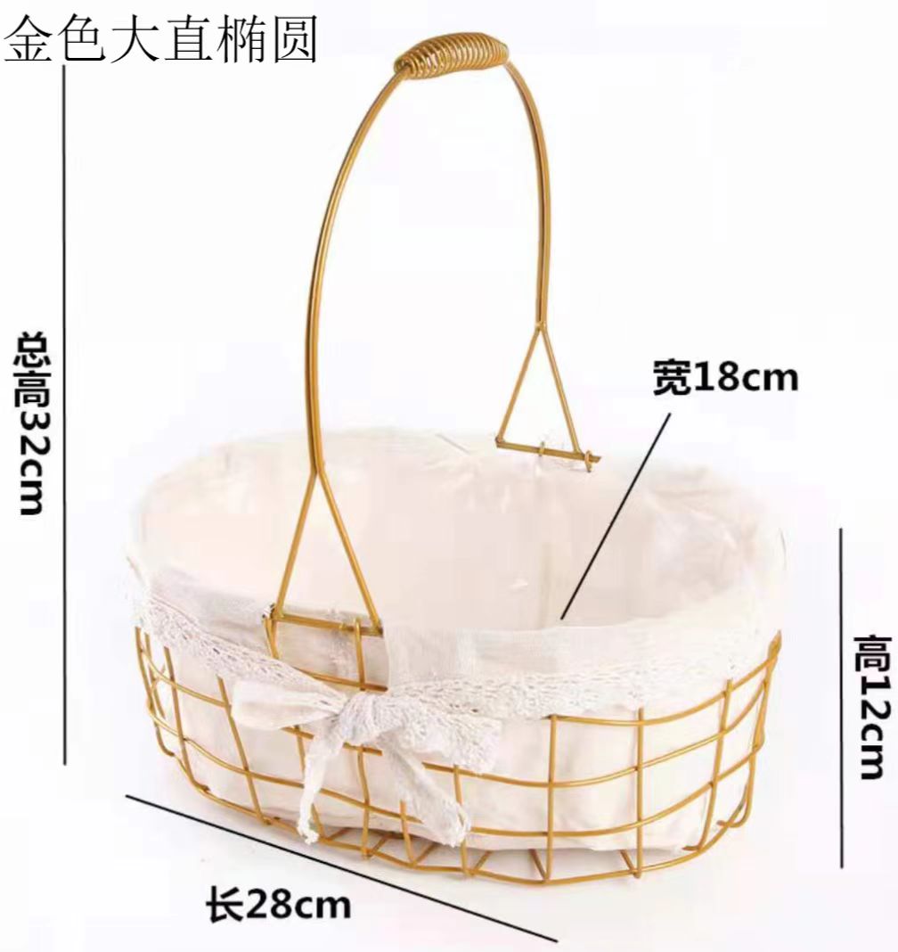 铁艺手提插花客厅摆件编织篮干图片
