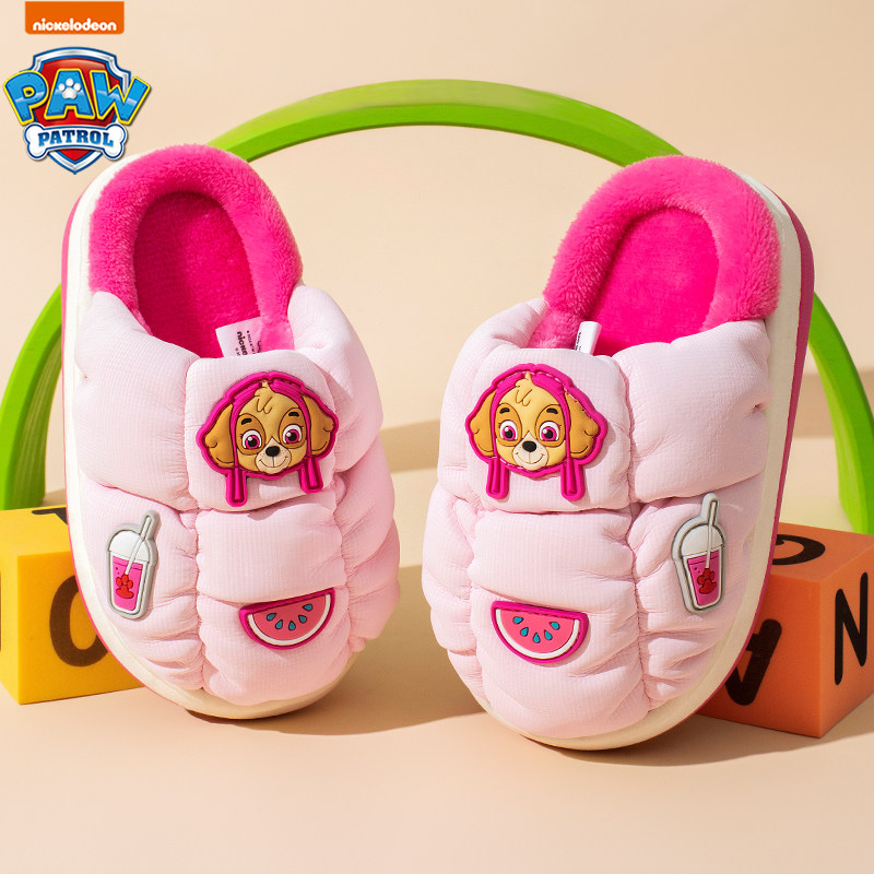 汪汪队男女孩冬新款儿童棉拖鞋加绒加厚保暖毛拖小童防滑可爱棉鞋