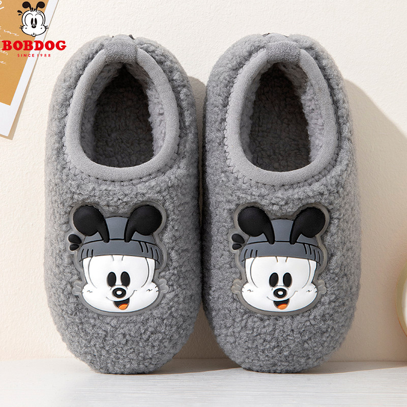 包跟儿童棉拖鞋男童女孩冬季新款加绒加厚保暖中小童防滑可爱棉鞋