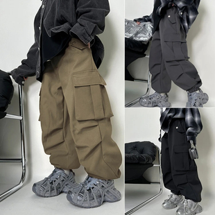 男童加绒裤子2024冬季新款儿童速干工装裤一体绒长裤中大童休闲裤