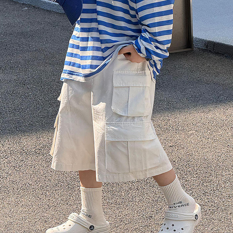 男大童夏季韩范七分裤工装短裤2025新款青少年儿童夏天宽松薄款裤