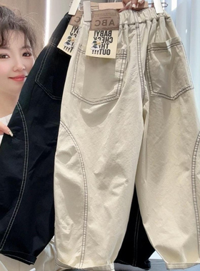 男童纯棉裤子春夏薄款2025新款时尚中大童休闲裤儿童工装裤防蚊裤