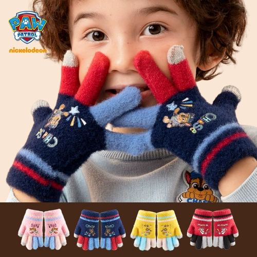 Детские зимние удерживающие тепло перчатки, мужской бархатный комплект для мальчиков для девочек