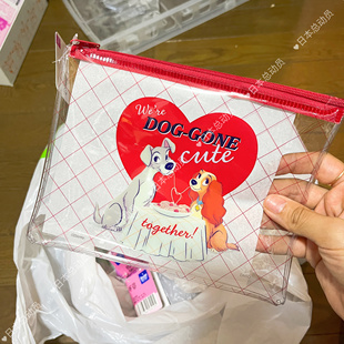 日本采购迪士尼小姐与流浪汉便携透明收纳包化妆包防水洗漱包PVC