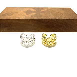 特价匠银JY 镂空开口十字花十字架925纯银镀22k金情侣镀金戒指