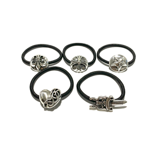 匠银JY 925纯银十字花童军花桃心五角星银饰发圈发绳银发饰头绳