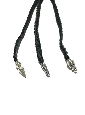 匠银JY 双银扣铆钉十字架真皮复古做旧泰银皮绳网红款吊坠项链