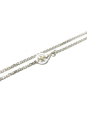 匠银JY 高桥风925纯银点金轮飞鸟钩3.5MM太角链素银情侣吊坠项链