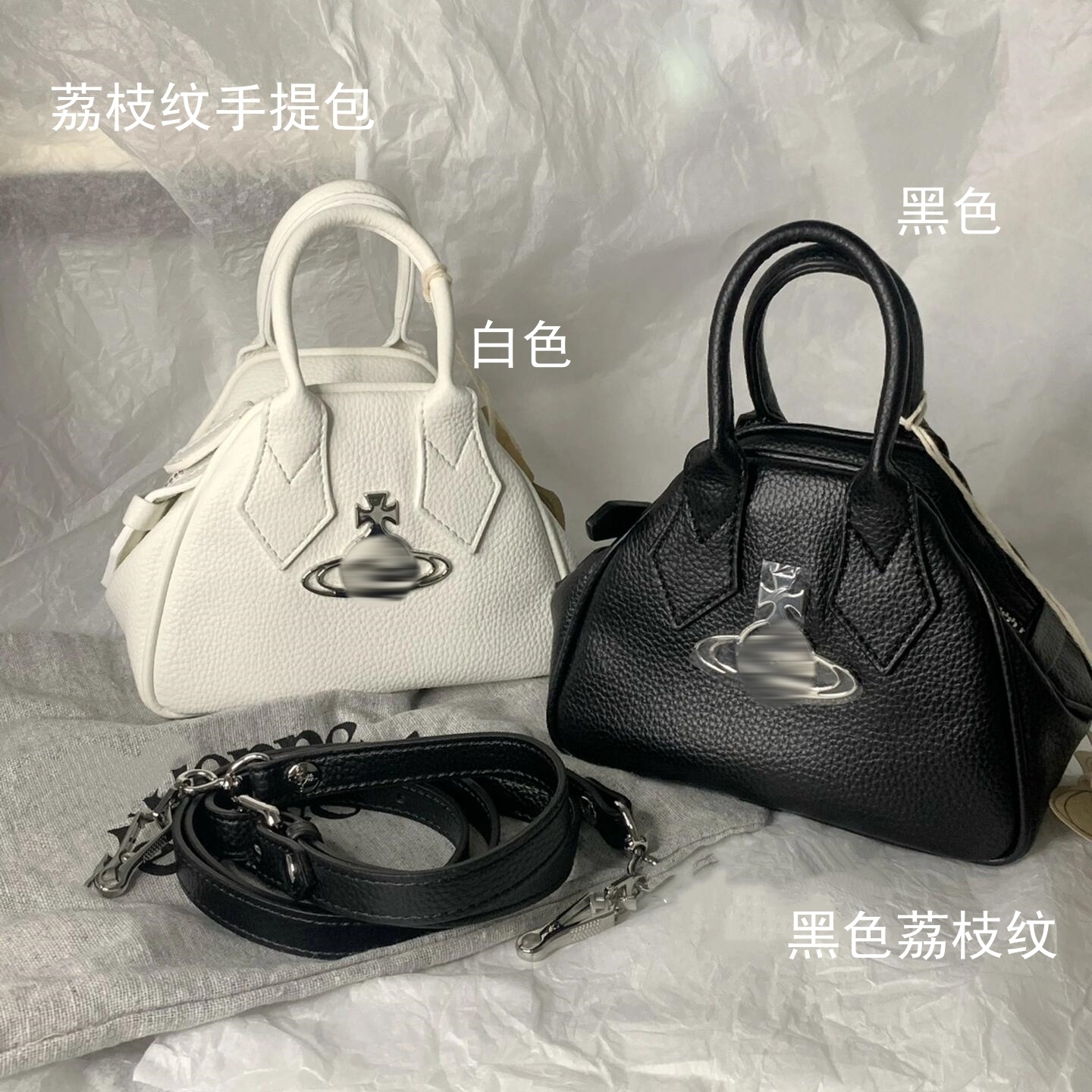 高品质现货  25ss新款土星荔枝纹手提保龄球包百搭斜挎包包