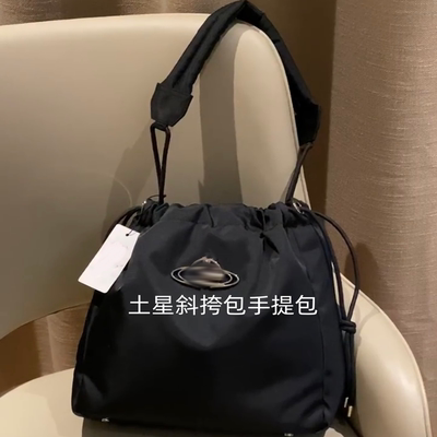 高品质现货  土星抽绳尼龙通勤托特包女大容量简约百搭单肩包