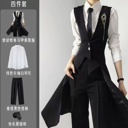 Черный цветной длинный жилет, осенний комплект, платье, куртка, изысканный стиль, облегающий крой