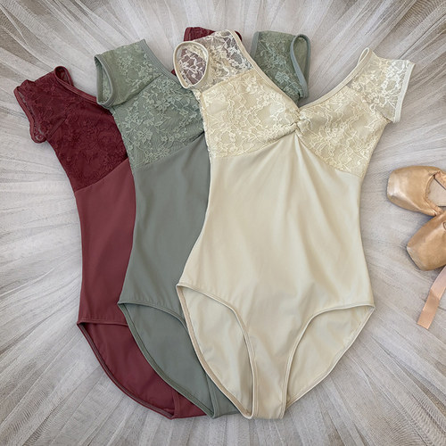 ModLatBal Dance 芭蕾舞蹈服短袖蕾丝连体服体操服瑜伽服空中练功