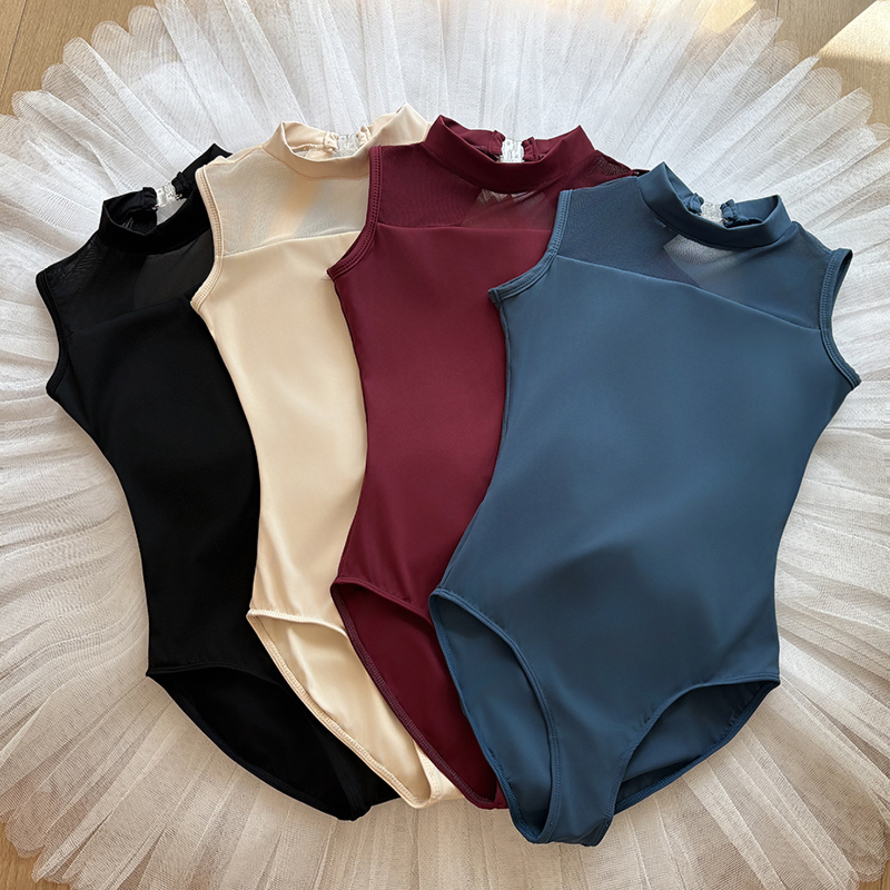 芭蕾舞蹈连体服小立领女集训艺考体操服韵律服舍宾形体空中瑜伽服
