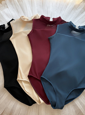 芭蕾舞蹈连体服小立领女集训艺考体操服韵律服舍宾形体空中瑜伽服