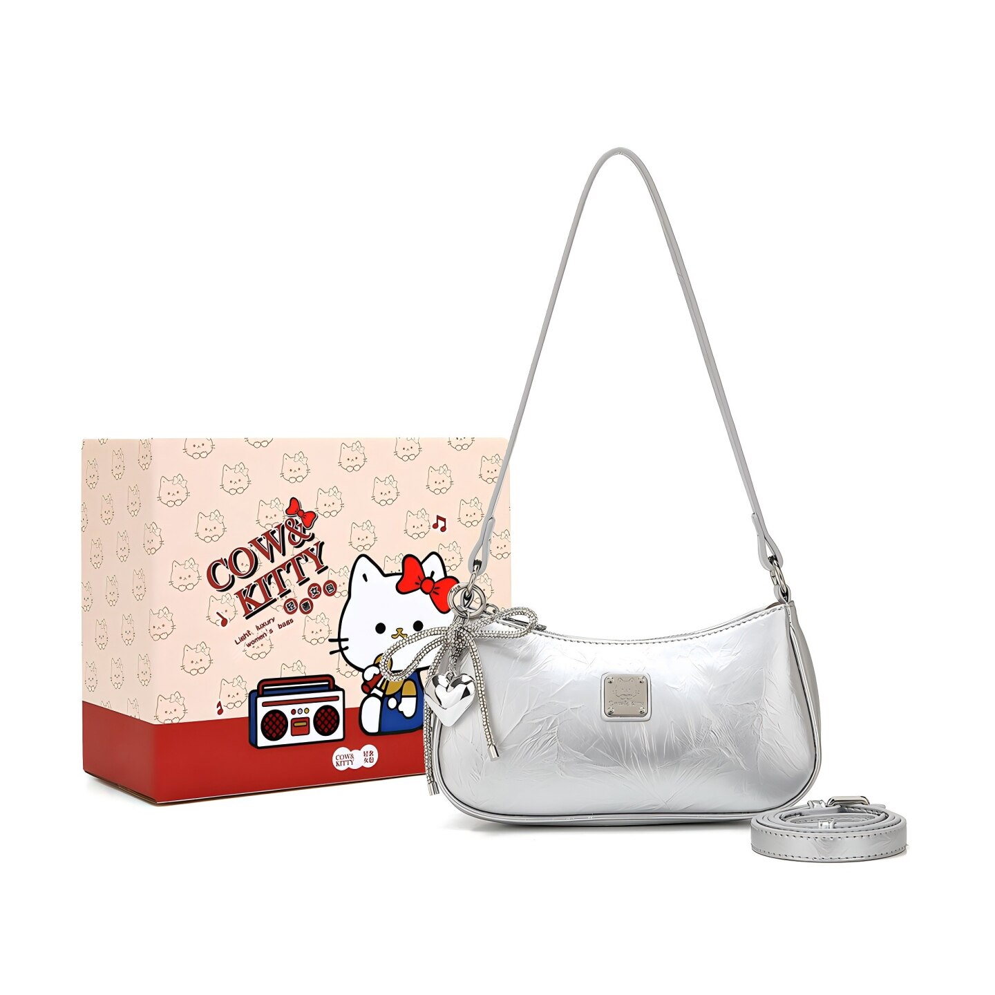 官网正品Cow&Kitty银色腋下包