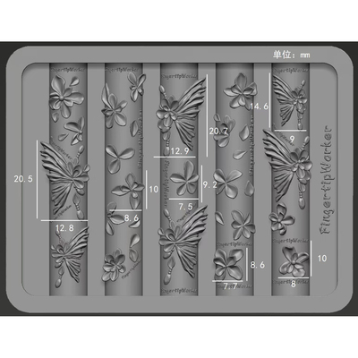 FingertipWorker｜精致小众设计冰花蝴蝶美甲模具