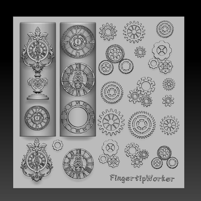 FingertipWorker原创小众精致齿轮美甲磨具有全贴面平面零件设计