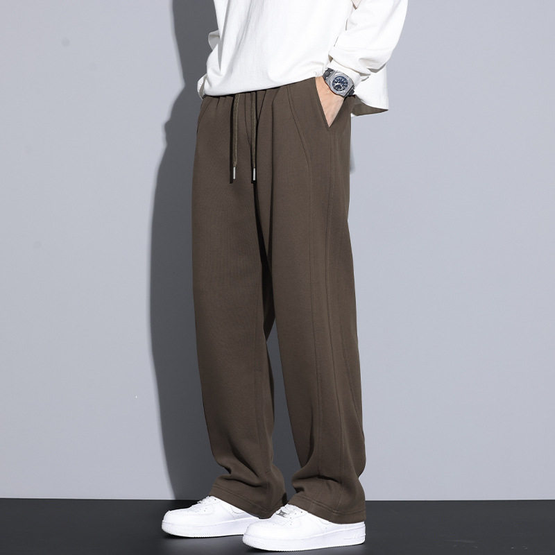 加绒加厚休闲裤垂感直筒美式长裤