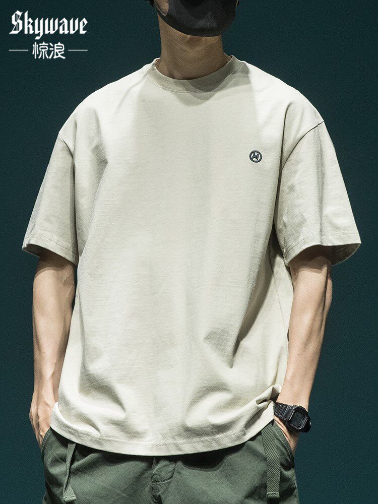 2026新款夏季简约重磅短袖T恤男士高级感日系潮牌宽松大码圆领tee