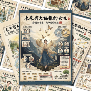 18张有福报贴纸】未来有大福报的女生女性能量绽放意识觉醒贴纸