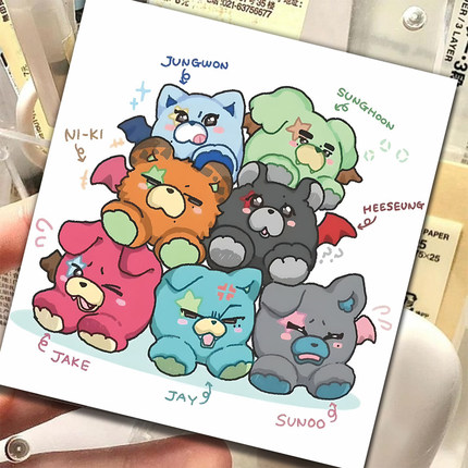 36张enhypen方卡卡通enhypen男团官娃粉丝演唱会应援周边物料