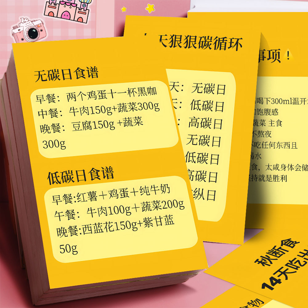 秋断食食谱14天吃出骨感】提高身体新陈代谢碳循环饮食调整贴画