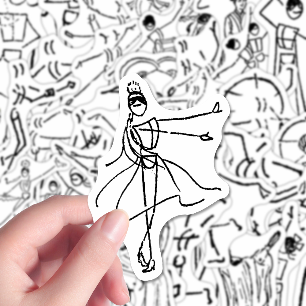 179张小众简约oc火柴人简笔画人体动作线稿涂鸦周边手账贴纸自粘