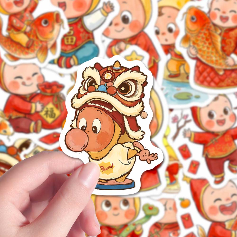 144张锦鲤星星人贴纸马年新年素材锦鲤星星人周边锦鲤体质diy手机