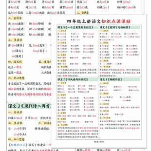 四年級上冊語文知識點課貼偏旁部首生字練習素材解析合集高清貼紙