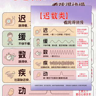 18张中医28脉贴纸中医诊断学学习干货把脉教学医学生笔记