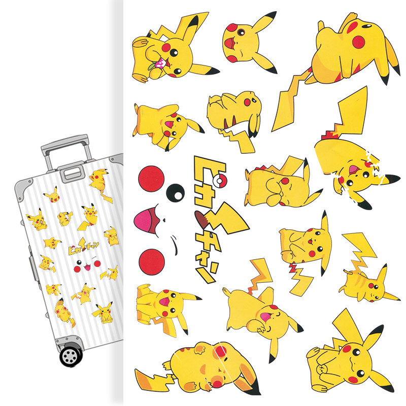 卡通皮卡丘行李箱贴纸旅行箱笔记本电脑滑板吉他手机可爱贴画防水