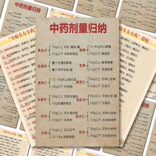 24张中药剂量搭配贴纸中医养生中药调理中药剂量总结贴纸