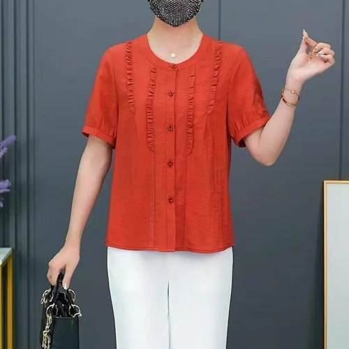 亿凌好物精选荷叶边衬衣2025夏季新款女装设计感短袖衬衫女士上衣