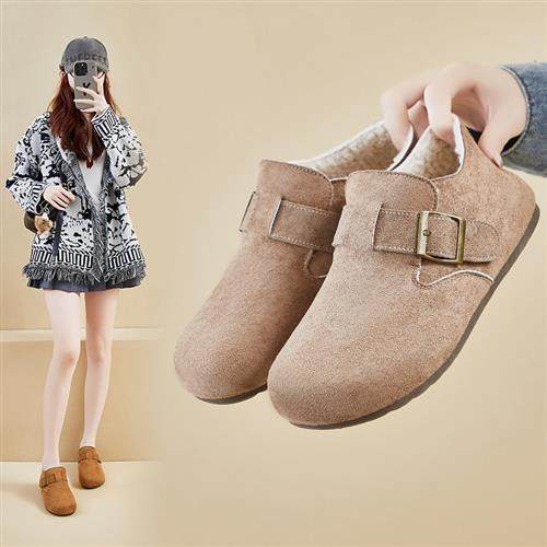 2025冬季新款加绒勃肯鞋ins韩版女学生一脚蹬保暖休闲增高RD3206