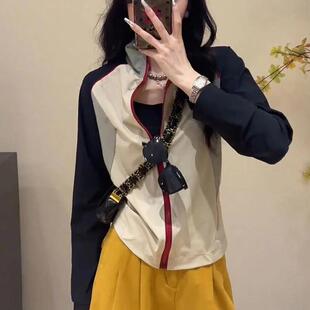 玟若女装年新款夏季防晒衣连帽撞色拼接外套透气插肩袖防晒服