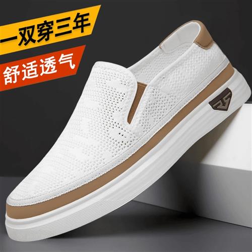 帕拉鞋男款2025新款夏季飞织网面透气空调鞋一脚蹬软底运动休闲鞋
