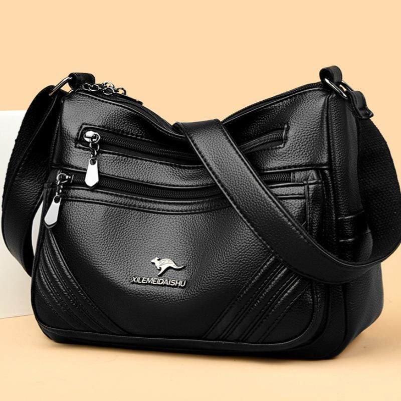 女包袋鼠时尚百搭软皮妈妈包中老年女士单肩斜挎包