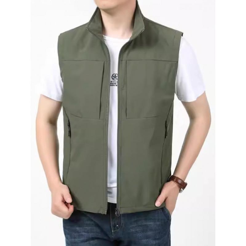 宋潮服饰款男士马甲高质量户外多口袋防盗防水面料立领工装风