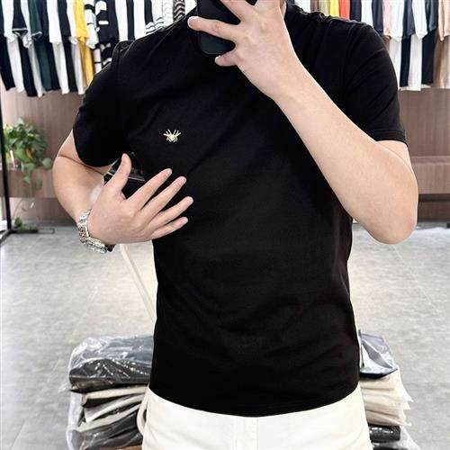 PSENY男装纽彩百货屋刺绣小蜜蜂T恤男士法式短袖冰丝透气吸汗上衣