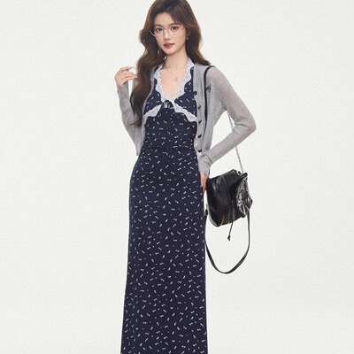 4.3新品WESTAYONE防晒开衫+蕾丝拼接针织连衣裙女小个子新款