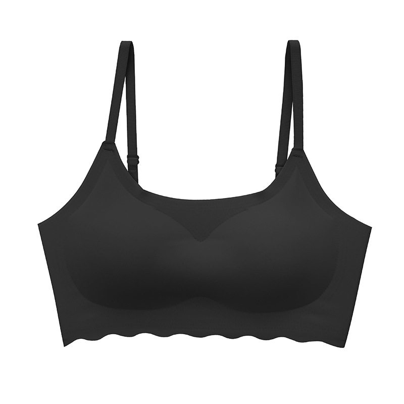 乳胶文胸无痕一片式细肩带简约冰丝女士吊带美背裹胸少女运动内衣